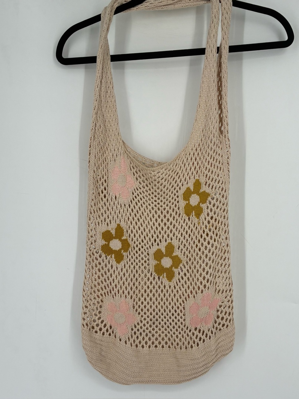 Crochet Market Tote Floral Cream Slouchy Purse Bag Colorful Picnic Beach